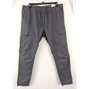 New H&M men sz XXL Cargo Pants slim fit gray stretchy pull on 0725